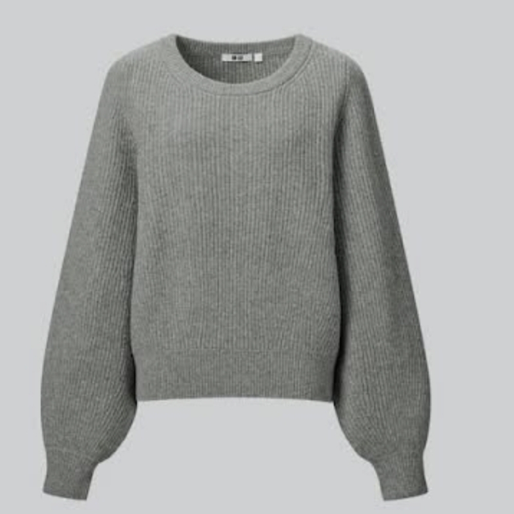Uniqlo Womens S M 3D Sage Boat Neckline 100% Cotton Knit Sweater